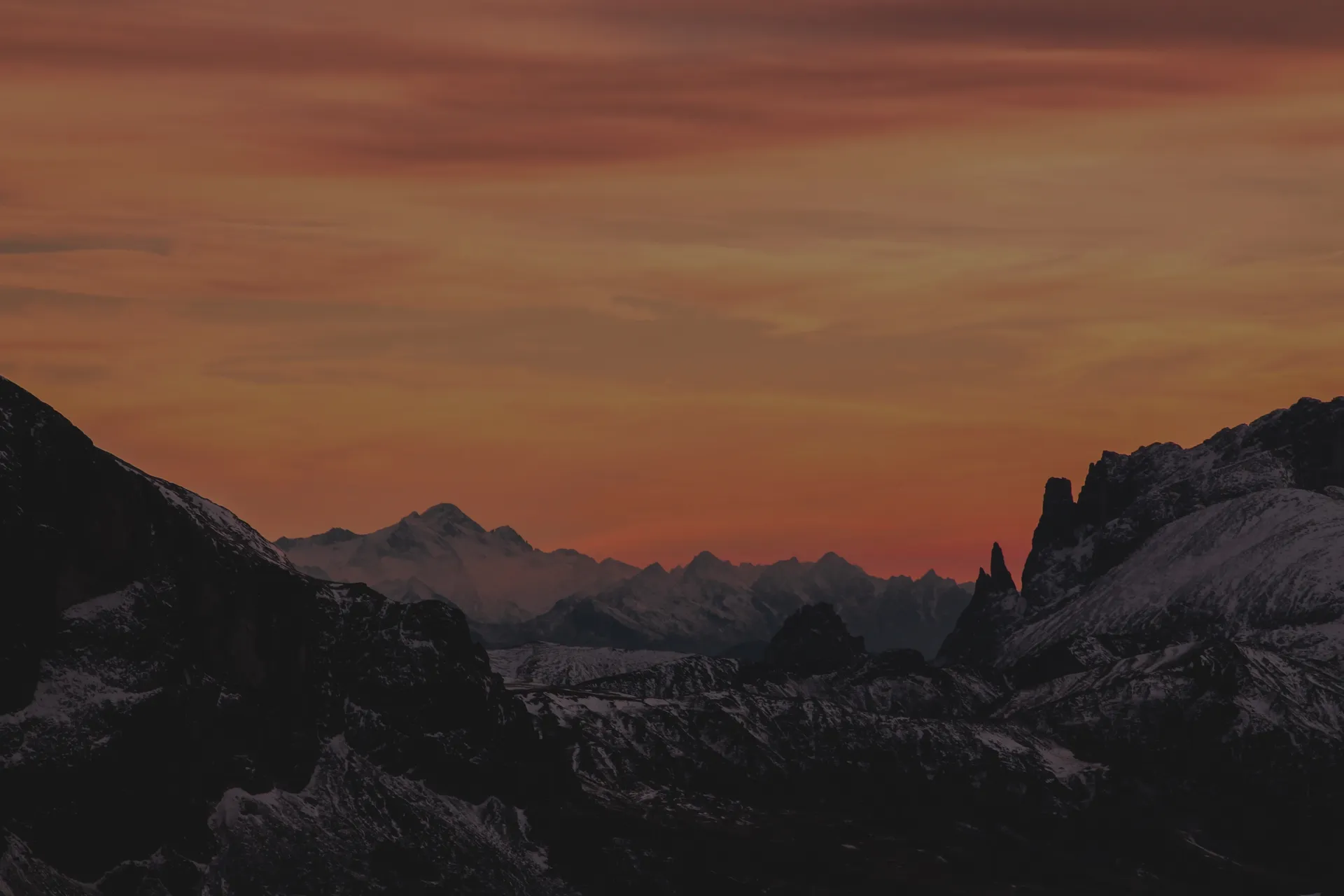 Mountain landscape with orange colours